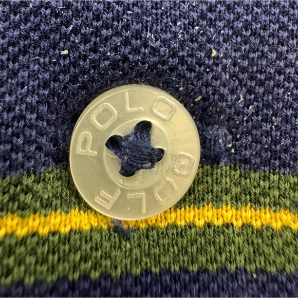 Ralph Lauren Polo Golf Navy/Yellow Striped Polo 100% Pima Cotton Shirt Large - Picture 9 of 13